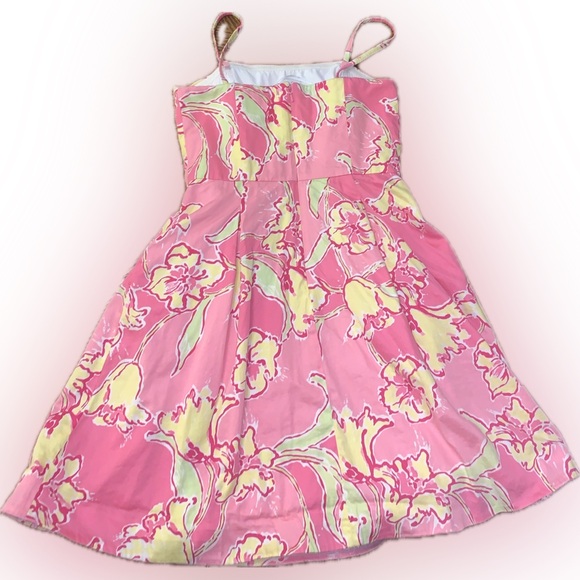 Lilly Pulitzer Hotty Pink Day Floral Beach Sundress Pockets Strapless 2 - Picture 11 of 14